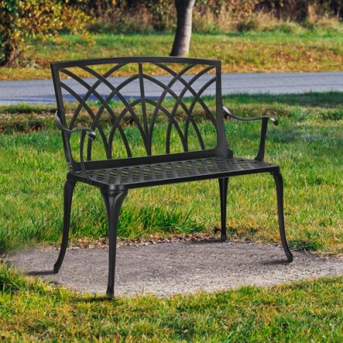 38 Inch Orchid Backrest Black Aluminum Bench