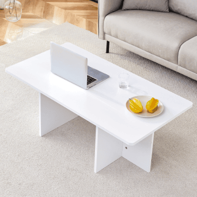 A Modern And Practical White Coffee Table. The Coffee Table Is Made Of Medium Density Fiberboard Material, Suitable For Living Room, Bedroom, And