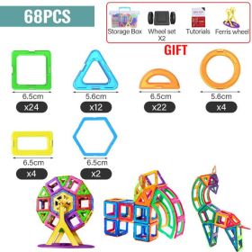 21-180pcs Big Size Magnetic Designer Magnet Building Blocks Construction Set Magnetic Bircks DIY Toys For Children Gifts (type: 68pcs)