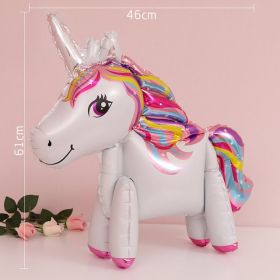 60cm 3D Unicorn Balloon Foil Inflatable Rainbow Birthday Balloons Wedding Baby Shower Kid Birthday Party Decorations Globos Gift (Ballon Size: As shown, Color: 3D Unicorn white)