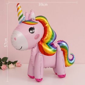 60cm 3D Unicorn Balloon Foil Inflatable Rainbow Birthday Balloons Wedding Baby Shower Kid Birthday Party Decorations Globos Gift (Ballon Size: As shown, Color: 3D Unicorn pink)