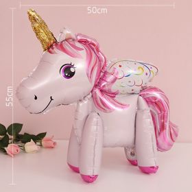 60cm 3D Unicorn Balloon Foil Inflatable Rainbow Birthday Balloons Wedding Baby Shower Kid Birthday Party Decorations Globos Gift (Ballon Size: As shown, Color: 3D Unicorn wing P)